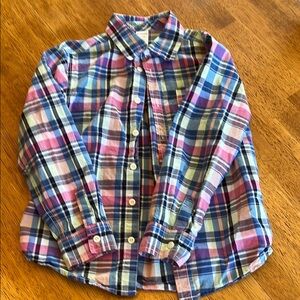 Gymboree Blue and Pink Button Down Shirt Plaid Design